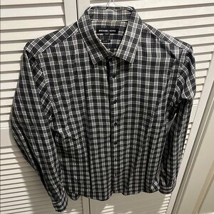 Michael Kors Grey and White Casual Button Down Shirt Tailored Fit